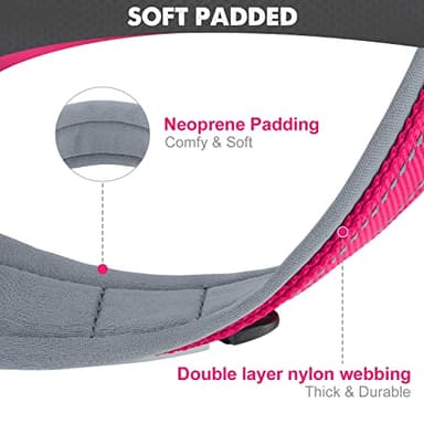 Joytale Dog Collar for Large Dogs, Neoprene Padded and Adjustable, Reflective Wide Heavy Duty Pet Collars with Durable Metal Belt Buckle for Walking, Hotpink, L - Image 2