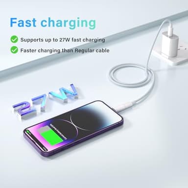 USB C Type C to Lightning Adapter MFi Certified 4 Pack 27W Fast Charging Support Data Sync,Lightning to USB Type C Cable Adapter for iPhone/iPad/for Airpods,with Anti-Lost Loop,Not for Audio/OTG - Image 3