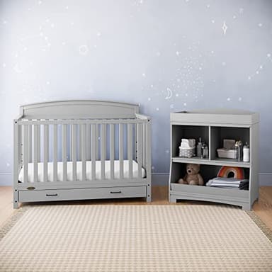Graco Benton 5-in-1 Convertible Crib with Drawer (Pebble Gray) -Converts from Baby Crib to Toddler Bed, Daybed and Full-Size Bed,Fits Standard Full-Size Crib Mattress, Adjustable Mattress Support Base - Image 2