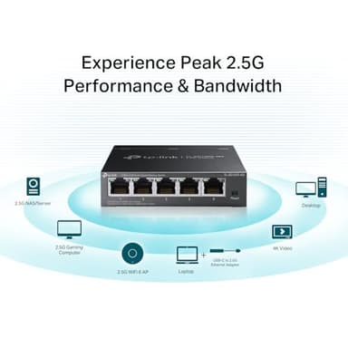 TP-Link TL-SG105S-M2 | 5-Port Multi-Gigabit 2.5G Ethernet Switch | Unmanaged Network Switch | Ethernet Splitter | Plug & Play | Desktop/Wall Mount | Silent Operation - Image 2