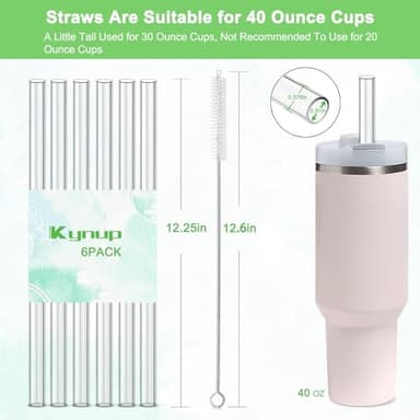 Kynup Replacement Straw Compatible with Stanley 40 oz Tumbler for Stanely Cup, 6Pack Reusable Straw Tritan Material with Cleaning Brush, Silicon Cute Cover Cap - Image 3