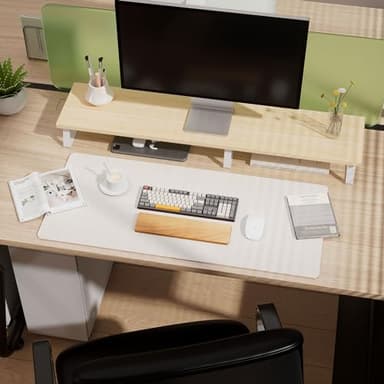 Aothia Dual-Sided Desk Pad - Leather Desk Mat, Natural Cork Desk Pad Protector, Large Mouse Pad for Desk, Waterproof Desk Blotter Pad, Desk Writing Pad for Office Work/Home, Off-White (37.8"x17") - Image 5