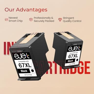 67XL Ink Cartridge (2-Black) Compatible for HP Ink 67 for HP 67XL Black Ink Cartridge High Yield for Deskjet 2700 2700e 2755e 2855e 2800e 2852e 2827e 4100e 4155e 4255e Envy 6000 6055e 6455e Series - Image 4