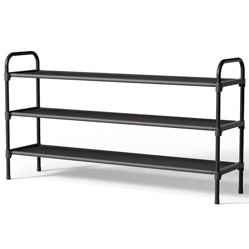 Kitsure Extra-Long Shoe Rack for Closet, Shoe Organizer for Front Door Entrance, Stackable Shoe Shelf, Detachable Closet Organizers and Storage, 39.0" Wide - 3 Tier, Black - Image 1