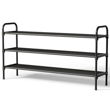 Kitsure Extra-Long Shoe Rack for Closet, Shoe Organizer for Front Door Entrance, Stackable Shoe Shelf, Detachable Closet Organizers and Storage, 39.0" Wide - 3 Tier, Black - Image 1