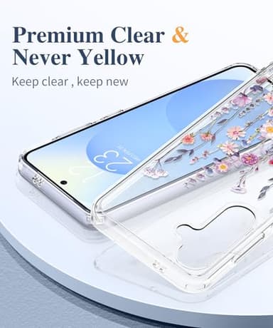 GVIEWIN for Samsung Galaxy S25 Case, [Screen & Camera Lens Protector] [Non Yellowing] Floral Clear Slim Shockproof Military-Grade Protection Phone Cover, Flower Design for Women, Floratopia/Colorful - Image 3