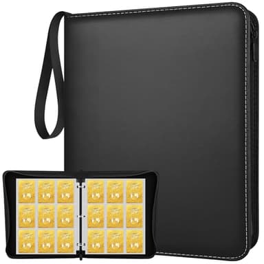 9 Pockets Trading Card Binder with 900 Double-Sided Pockets, PU Zipper Top Loader Binder with 50 Removable Sleeves for Basketball Baseball Football Playing TCG Card - Image 1