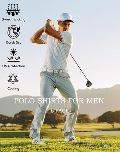 OYGSieg 6 Pack Mens Polo Shirts Performance Short Sleeve Golf Shirt Moisture Wicking Athletic Casual Collared T-Shirt SetB L - Image 4