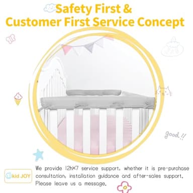 Azure/White Reversible Crib Rail Covers, Three-layers of Thickened Material to Protect Baby's Teeth, Soft Anti-Collision Crib Teething Rail Cover, Strip Corner Baby Bed Chewing Guard Rail, 4-PCS - Image 7