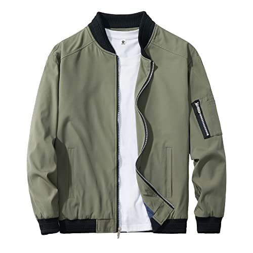 URBANFIND Men's Slim Fit Lightweight Sportswear Jacket Casual Bomber Jacket US 2XL Avocado Green - Image 1