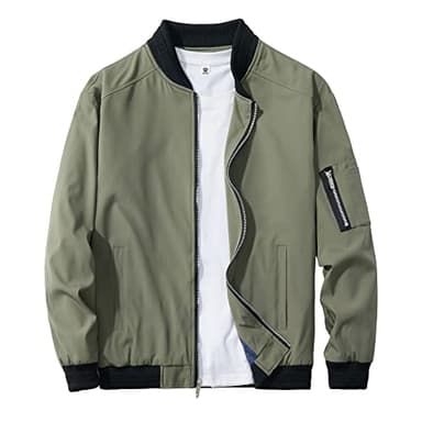 URBANFIND Men's Slim Fit Lightweight Sportswear Jacket Casual Bomber Jacket US 2XL Avocado Green - Image 1