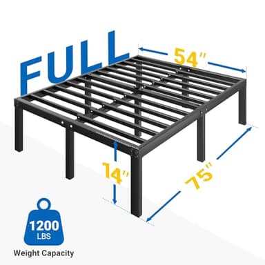 Avenco Full Size Bed Frame - 14 Inch High Metal Platform Bed Frame Full Size with Storage Space Under Bed, Heavy Duty Steel Slat Support, No Box Spring Needed, Easy Assembly - Image 2