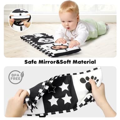 URMYWO Black and White Tummy Time High Contrast Newborn Toys 0-3 Months, Soft Baby Book, Visual Stimulation Montessori Sensory Infant Toys 0-6-12 Months, Shower Gift for Boys Girls - Image 5
