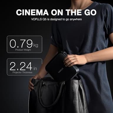 【Netflix-Licensed Projector & Native 1080P】Thinnest 2.24" Smart Mini Projector with WiFi and Bluetooth, Auto Focus & Keystone Portable Outdoor Projector, VOPLLS 4K Support Home Movie Projector - Image 3