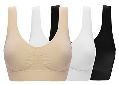 ohlyah Women s Seamless Wire-Free Bra with Removable Pads 3 Pack black White Nude XXL 36DD 38D 40B 40C 42B - Image 1