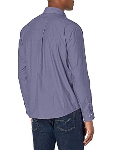 Brooks Brothers Men's Long Sleeve Button Down Cotton Poplin Friday Sport Shirt, Solid, Navy, Small - Image 2