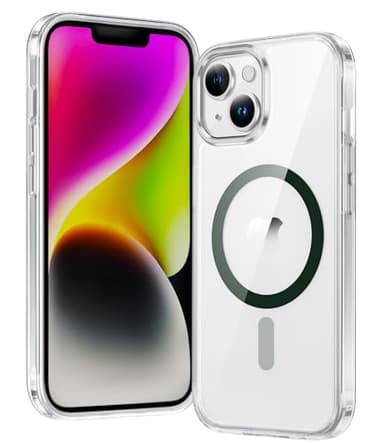 FNTCASE for iPhone 14 Plus Case Clear Phone Case Protective Cover for iPhone 14plus | Magnetic, Shockproof, Military Grade, Drop Protection, Anti-Yellowing, Anti-Slip, Slim, Lightweight (F-Green) - Image 1