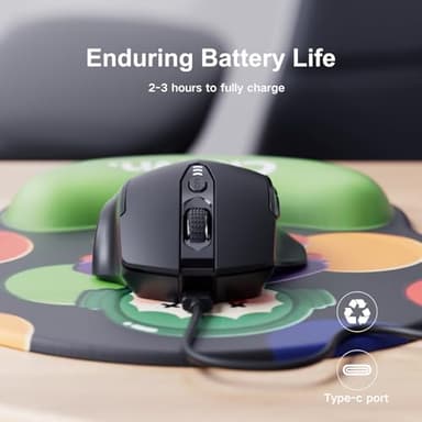 Wireless Mouse,Upgraded 2.4GHz Rechargeable (Battery Level Visible) Ergonomic Computer Mouse,4 Levels DPI, Wireless Mice for Laptop Computer(Matte Black) - Image 5