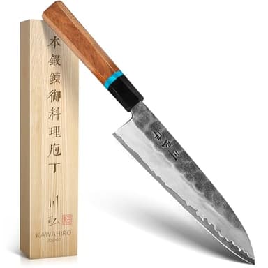 KAWAHIRO Japanese Chef Knife, 210mm Black Forged VG10 Kitchen Knife, Handcrafted Professional Chefs Knife with Ergonomic Handle, Perfect Birthday Gifts for Men Women, Luxury Gift Wood Box - Image 1