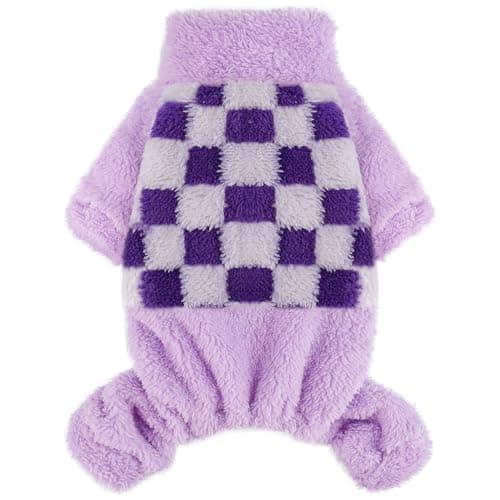 Dog Pajamas Pjs Fleece Dog Sweater Cute Puppy Clothes for Small Dogs Chihuahua Yorkie Clothes Girl Boy Warm Pullover Doggie Outfit Cat Sweater (Square Purple, XX-Small) - Image 1