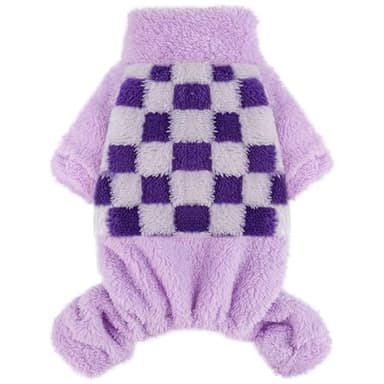 Dog Pajamas Pjs Fleece Dog Sweater Cute Puppy Clothes for Small Dogs Chihuahua Yorkie Clothes Girl Boy Warm Pullover Doggie Outfit Cat Sweater (Square Purple, XX-Small) - Image 1