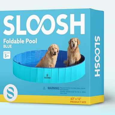 SLOOSH Foldable Dog Kiddie Pool - Portable Hard Plastic Doggie Swimming Pool, Anti-Slip Collapsible Pets Bath Tub Suitable for Kids Indoor Outdoor Backyard Use (63" x 12", Blue) - Image 8