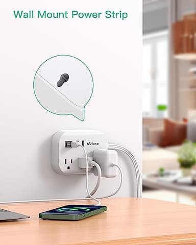 Mifaso Dorm Room Essentials Power Strip - Flat Extension Cord with Multiple Outlets, 5Ft Ultra Cord with 4 USB Ports, Non Surge Protector for Cruise Ship Travel, Desktop Charging Station - Image 6