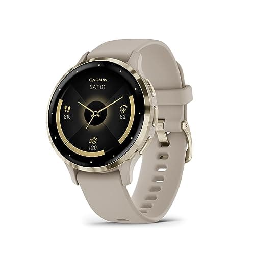 Garmin Venu 3S Soft Gold Stainless Steel Bezel 1.2-Inch AMOLED Touchscreen Display Smart Watch with 41mm French Gray Case and Silicone Band - Image 1