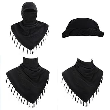 Explore Land Cotton Shemagh Keffiyeh Tactical Desert Scarf Neck Head Wrap with Tassel for Men Women (Black, One Size) - Image 2