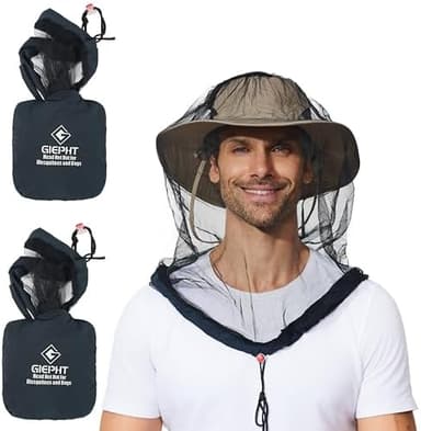 2 Pack Mosquito Head Net Mesh for Hiking & Outdoors,Bug Netting over Hat Adults Fishing,Insect Shield Protection Face Cover Mask Hood against Fly Midge Gnat - Image 3