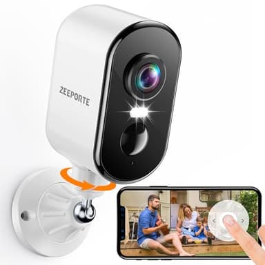 2K Security Cameras Wireless Outdoor, Pan Rotating 360° Battery Powered WiFi Camera with AI Motion Detection, Color Night Vision, Spotlight, Siren, 2-Way Talk, Waterproof, SD/Cloud Storage - Image 1