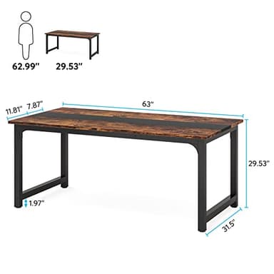 Tribesigns Modern Computer Desk, 63 x 31.5 inch Large Office Desk Computer Table Study Writing Desk Workstation for Home Office, Rustic/Black - Image 3