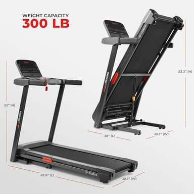 Sunny Health & Fitness Active 400 Smart Auto Incline Treadmill – Foldable Running Machine w/Bluetooth, Wi-Fi, 15-Level Incline, Shock Absorption & SunnyFit Fitness App - SF-T724012 - Image 7