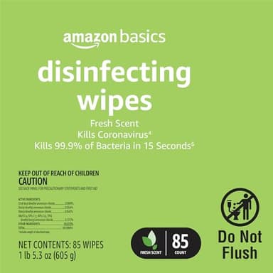 Amazon Basics Disinfecting Wipes, Lemon & Fresh Scent, Sanitizes/Cleans/Disinfects/Deodorizes, 255 Count (3 Packs of 85) - Image 4