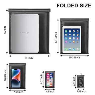 5 Pack Faraday Bags for Laptops & Tablets & Phones & Car Keys, Anti-Tracking Faraday Cage, Signal Blocker Pouch, Fireproof & Waterproof EMP Bag, Faraday Key Fob Protector - Image 4