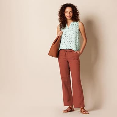 Amazon Essentials Women's Linen Blend Drawstring Relaxed Fit Wide Leg Pant (Available in Plus Size), Terracotta, 2X - Image 5