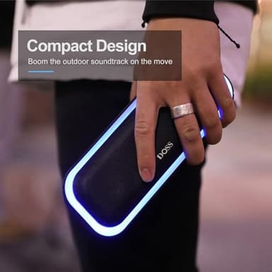 DOSS SoundBox Pro Bluetooth Speaker with 20W Stereo Sound, Active Extra Bass, IPX6 Waterproof, TWS Pairing, Multi-Colors Lights, 20H Playtime, Portable for Beach, Outdoor-Orange - Image 8