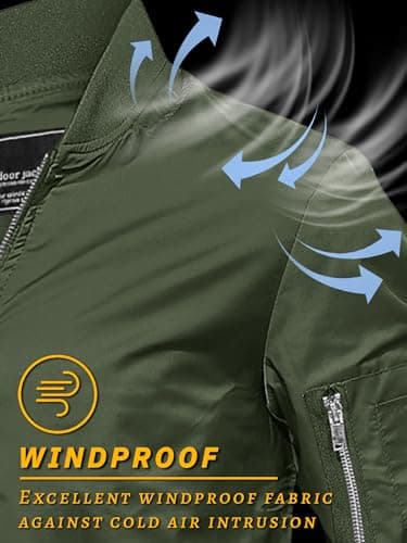 TACVASEN Jackets for Men Bomber Coat Army Green Light Jackets Fashion Men's Windbreaker Mens Varsity Jacket Men Casual Jacket Full Zip Up Coat - Image 3