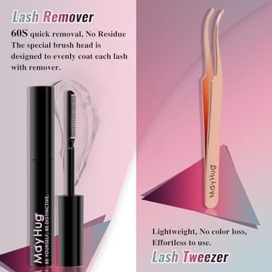 Mayhug Lash Extension Kit 144 Pcs, 3D Lash Clusters 8-18/D Curl Wispy Lash Clusters with 10ml Bond and Seal Waterproof, 5ml Lash Remover, Lash Tweezers Eyelash Extensions Kit at Home (Prism Kit) - Image 6