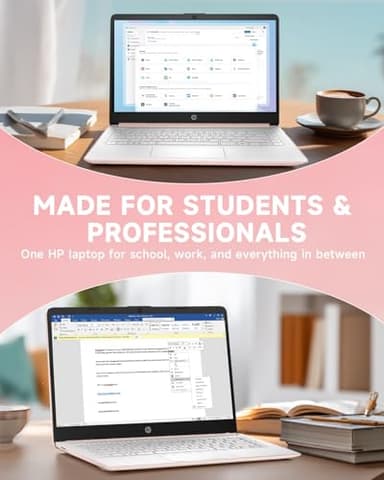HP 14 Inch Student Business Laptop - Intel N150 | Elegant Pale Rose Gold | Lightweight, AI Copilot Key | 16GB RAM | 384GB Storage(128GB UFS+256GB MSD) | 1 Year Office 365 | Win 11 Pro,w/Accessory - Image 8