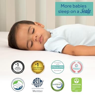 SEALY BABY OmniPedic Refresh Breathable Crib Mattress, GREENGUARD Gold Certified, Made in USA, Removable Knit Cover, 2 Stage, Toddler Bed Fit, Safety & Quality Tested, 52x28 - Image 5