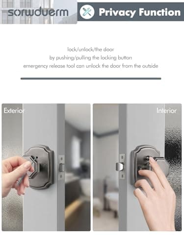 SORWDUERM 1 Pack Weathered Nickel Octagonal Interior Privacy Door Knobs Antique Nickel Keyless Door Handles for Bathroom Bedroom - Image 7