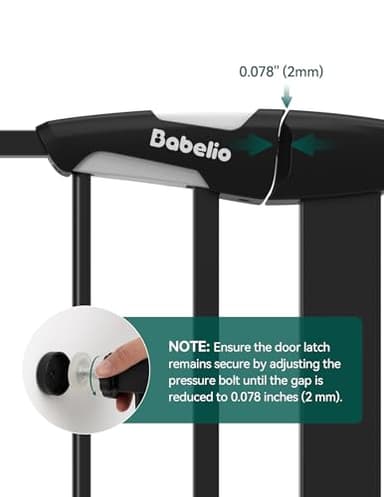 BABELIO 26-28.5 Inch Narrow Easy Install Baby Gate, Auto-Close Pet Gate for Small Stairs and Doorways, NO Drilling Pressure Mounted, NO Extensions, Black - Image 8