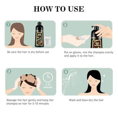 Herbal Light Brown Hair Color Shampoo - 3 in 1 Lasting Hair Dye for Women & Men, 17.60 Fl Oz - Image 7