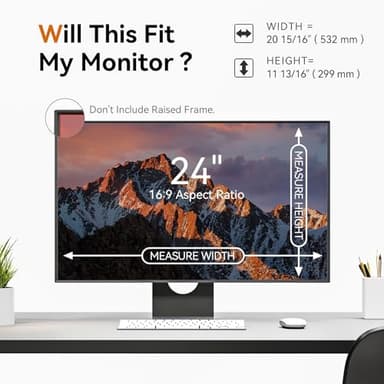 [2 Pack] 24 Inch Computer Privacy Screen for 16:9 Aspect Ratio Widescreen Monitor, Eye Protection Anti Glare Blue Light Computer Monitor Privacy Filter, Removable Anti-Scratch 24in Protector Film - Image 4