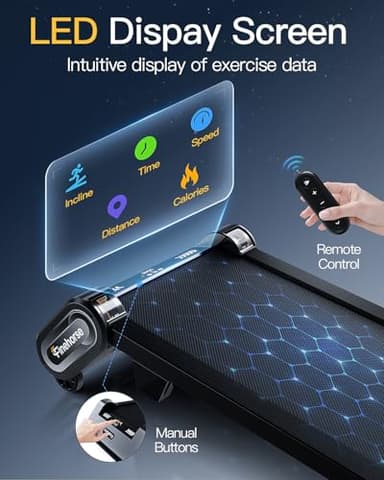 FINEHORSE Walking Pad Treadmill with Auto Incline, 6 in 1 Under Desk Treadmill, 6-Level Incline Treadmills, 2.5HP Portable Treadmills for Home with 330LBS Capacity, LED Display, Remote Control - Image 6