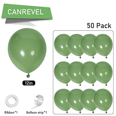CANREVEL Sage Green Balloons - 50pcs 12 Inch Olive Green Latex Balloons for Birthday Party Baby Shower Wedding Christmas Holiday Balloon Jungle Decorations - Image 2
