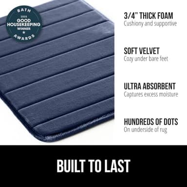 GORILLA GRIP Memory Foam Bath Mat, Soft Absorbent US Designed Bathroom Rug, Gripping Dots Machine Washable Bathmat, Cushioned Floor Mats, Shower Sink Rugs Room Décor Accessories, 24x17 Navy Blue - Image 3