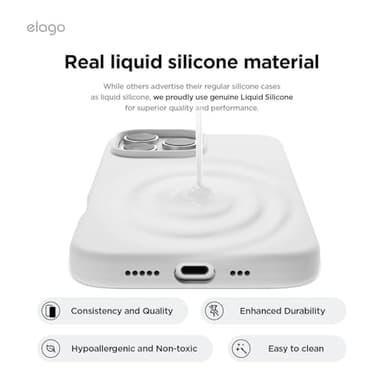 elago Magnetic Silicone Case Compatible with iPhone 16 Pro Max Case 6.9 Inch Compatible with All MagSafe Accessories - Built-in Magnets, Soft Grip Silicone, Shockproof [White] - Image 5