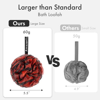 AmazerBath Charcoal Loofah Sponge, Shower Loofah 60g/PCS - Body Scrubber Loofa Set of 4 - Charcoal Blue, Green, Purple & Red, Bath Sponge for Men and Women - Image 5